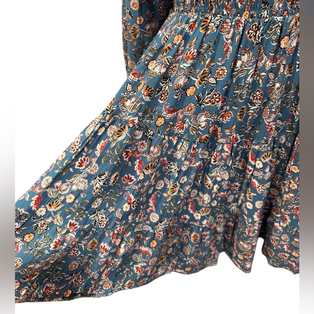 ANGIE Floral Boho Peasant Smocked Waist Mini Dress NWT Small - Picture 10 of 12